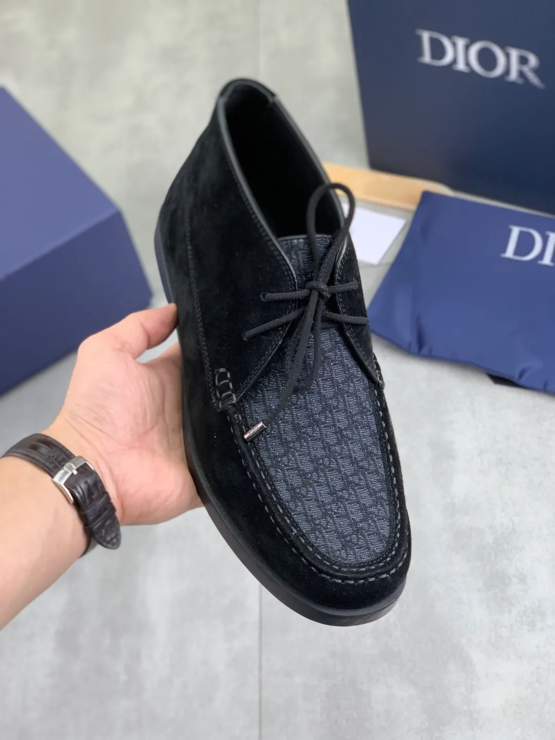 Men's Men's Shoes 💰P580 New Niuli💰High Version 💎💎💎Dior Original! Top Italian purchasing agent! Men's high-top business casual leather shoes, original imported calfskin upper, oiled edges, ultimate texture, gentleman style, imported cowhide lining inside, top-quality original Italian rubber outsole, first-class workmanship, top quality! Size: 39-44 (45 customized)